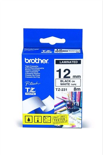 BROTHER TZe-231 čierna potlač/biela páska 12 mm