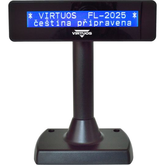LCD zákaznícky displej Virtuos FL-2025MB 2x20, USB, čierny