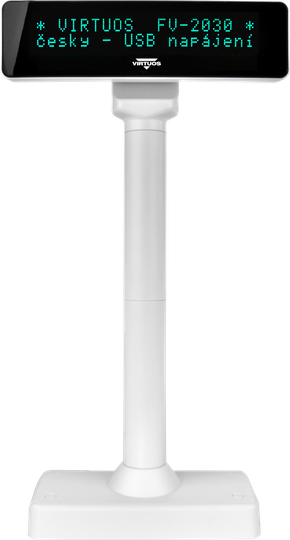 VFD zák.displej FV-2030W 2x20, 9mm, USB, biely